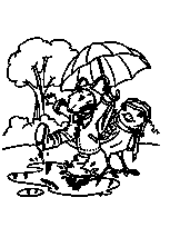 coloriage Stuart little sous la pluie